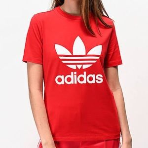 Red Adidas Trifold Logo T-shirt